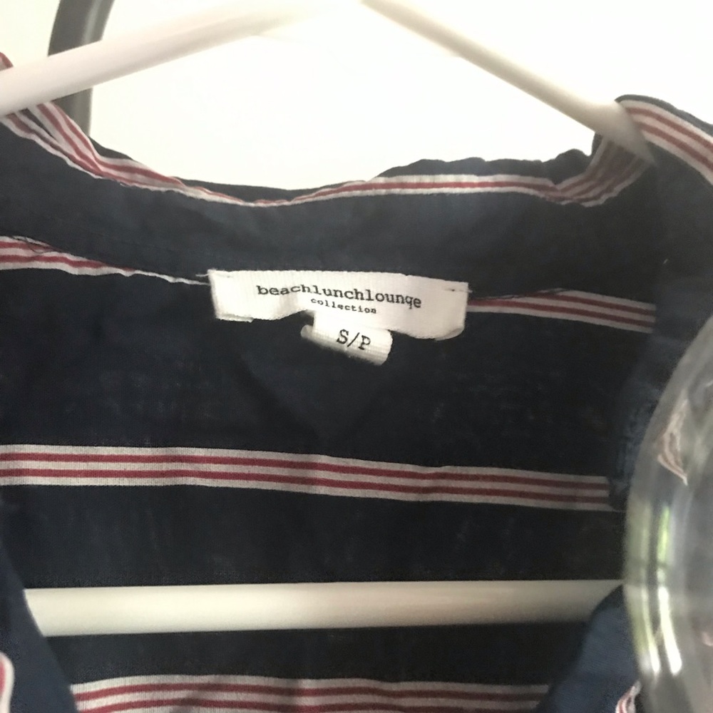 Navy Pin Striped Button Down - Picture 2 of 4